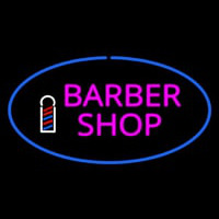 Pink Barber Shop Oval Logo Leuchtreklame
