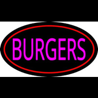 Pink Burgers Oval Red Leuchtreklame