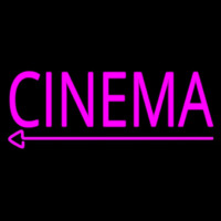 Pink Cinema With Arrow Leuchtreklame