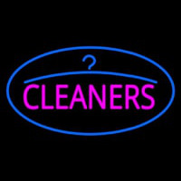 Pink Cleaners Oval Blue Logo Leuchtreklame