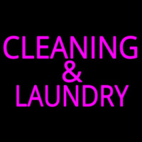 Pink Cleaning And Laundry Leuchtreklame