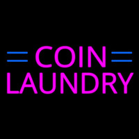 Pink Coin Laundry Blue Lines Leuchtreklame