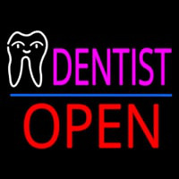 Pink Dentist Tooth Logo Block Open Leuchtreklame