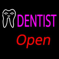 Pink Dentist White Tooth Open Leuchtreklame