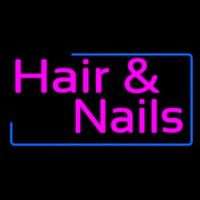 Pink Hair And Nails With Blue Border Leuchtreklame