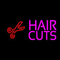 Pink Hair Cut With Scissor Leuchtreklame
