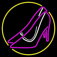Pink High Heels Yellow Border Leuchtreklame