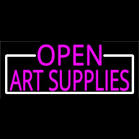 Pink Open Art Supplies With White Border Leuchtreklame
