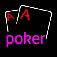 Pink Poker With Cards Leuchtreklame