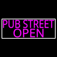 Pink Pub Street Open With White Border Leuchtreklame