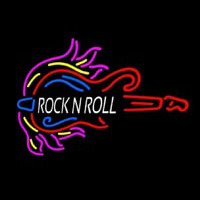 Pink Rock N Roll Guitar Block Leuchtreklame