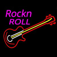 Pink Rock N Roll Guitar Leuchtreklame