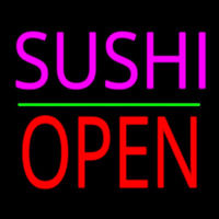 Pink Sushi Block Open Green Line Leuchtreklame