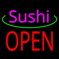 Pink Sushi Block Open Leuchtreklame