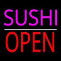 Pink Sushi Open Red White Line Leuchtreklame