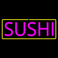 Pink Sushi With Yellow Border Leuchtreklame