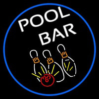 Pool Bar Oval With Blue Border Leuchtreklame