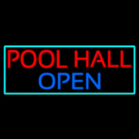 Pool Hall Open With Turquoise Leuchtreklame