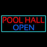 Pool Hall Open With Turquoise Leuchtreklame