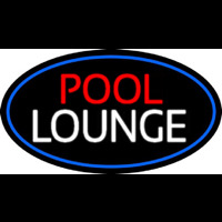 Pool Lounge Oval With Blue Border Leuchtreklame