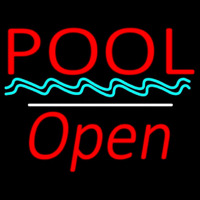 Pool Open White Line Leuchtreklame