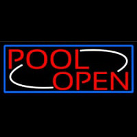 Pool Open With Blue Border Leuchtreklame