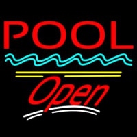 Pool Open Yellow Line Leuchtreklame