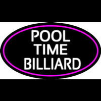 Pool Time Billiard Oval With Pink Border Leuchtreklame