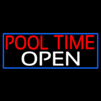 Pool Time Open With Blue Border Leuchtreklame