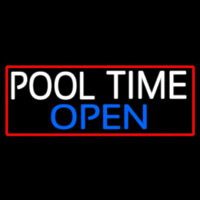 Pool Time Open With Red Border Leuchtreklame