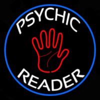 Psychic Reader With Palm Blue Circle Leuchtreklame
