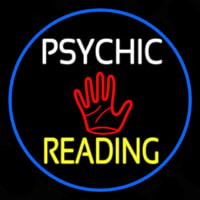Psychic Reading Block Palm Blue Border Leuchtreklame