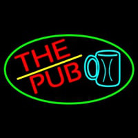 Pub And Beer Mug Oval With Green Border Leuchtreklame