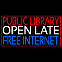 Public Library Open Late Free Internet Leuchtreklame