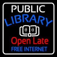 Public Library Open Late Free Internet Leuchtreklame
