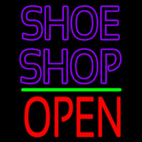 Purple Double Stroke Shoe Shop Open Leuchtreklame