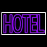 Purple Hotel 1 With White Border Leuchtreklame