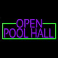 Purple Open Pool Hall With Green Border Leuchtreklame