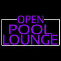 Purple Pool Lounge With White Border Leuchtreklame