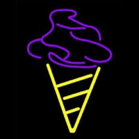 Purple Yellow Ice Cream Cone Leuchtreklame