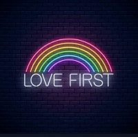 Rainbow love first Leuchtreklame