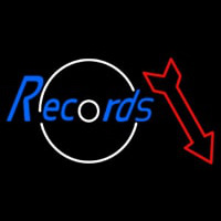 Records In Cursive With Arrow Leuchtreklame