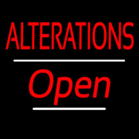 Red Alterations White Line Open Leuchtreklame