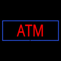 Red Atm Blue Border Leuchtreklame