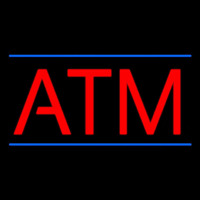 Red Atm Blue Lines Leuchtreklame