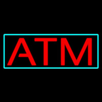 Red Atm With Light Blue Border Leuchtreklame