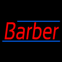 Red Barber With Blue Lines Leuchtreklame