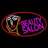 Red Beauty Salon With Girl Leuchtreklame