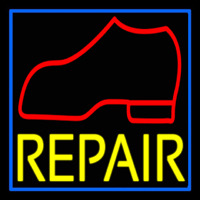 Red Boot Yellow Repair Leuchtreklame
