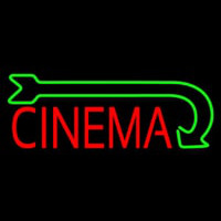 Red Cinema With Green Arrow Leuchtreklame